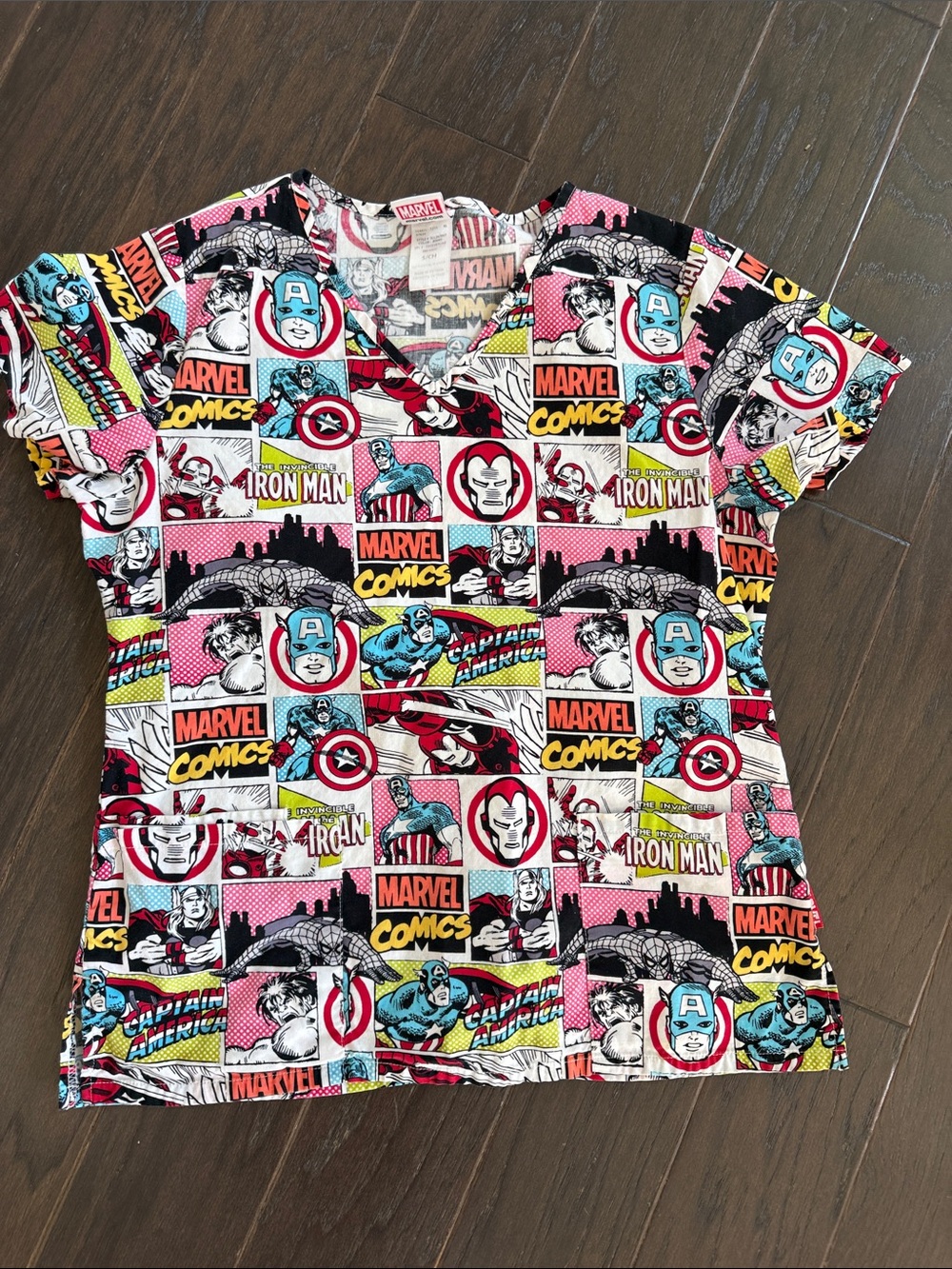 Marvel Kids Short Sleeve Comic Panel Scrub